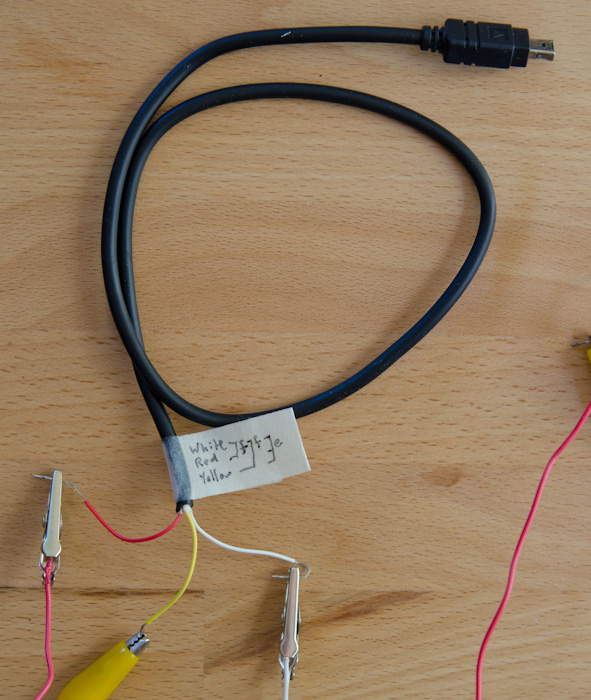 remote cord with connections and label