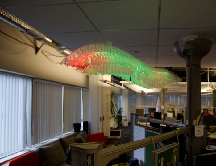 light above office partitions