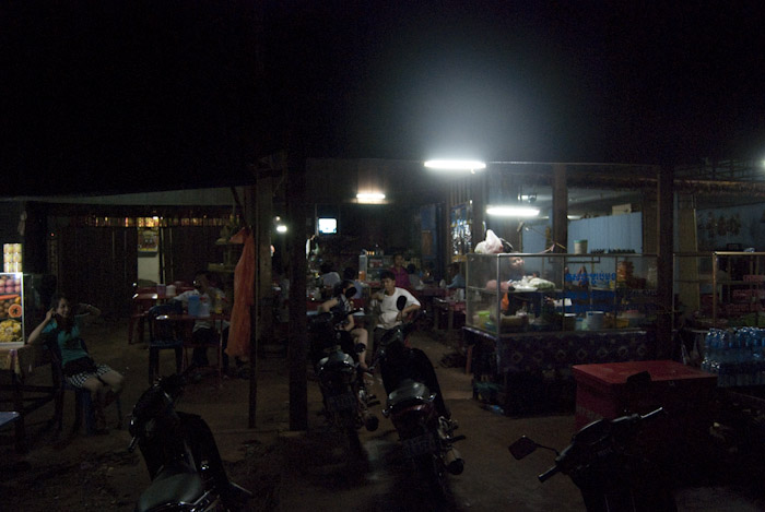 restaurant at night in Anlong Veng