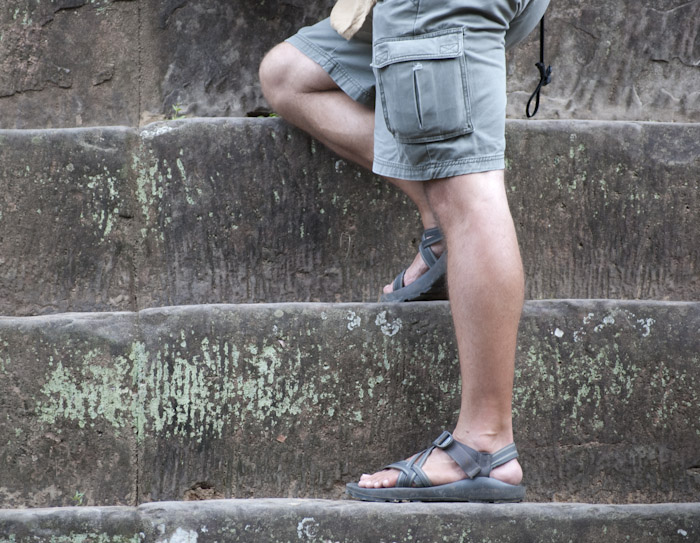 Micah on steps: feet