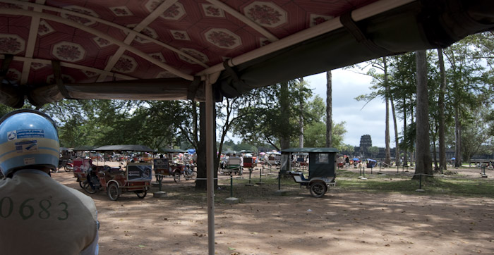 parking lot outside Angkor Wat