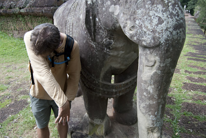 Micah beside elephant