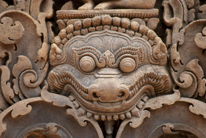 carved face detail