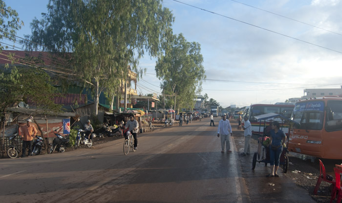 road past bus station in Siem Reap in the morning
