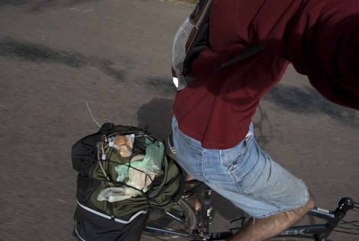 Mark on bicycle with paniers