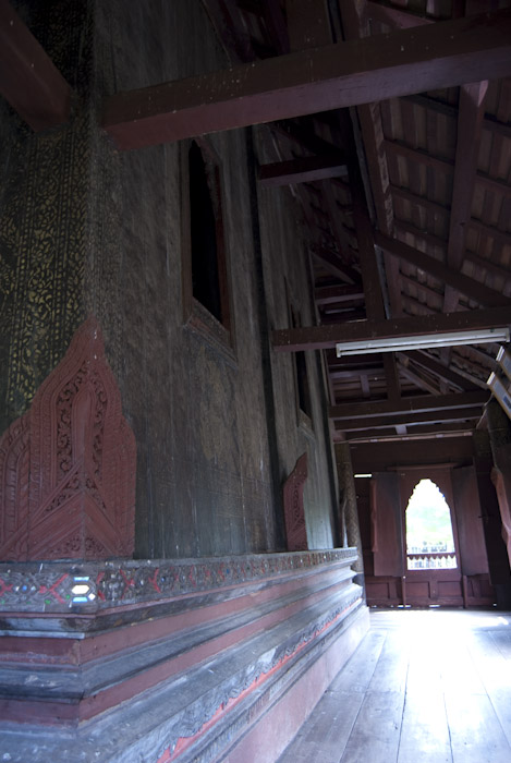wooden temple interior walkway