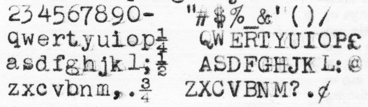 Zephyr Corona full typeface, as typed