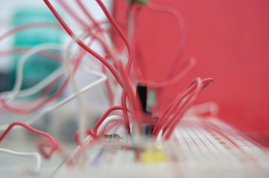 breadboarded circuit, side